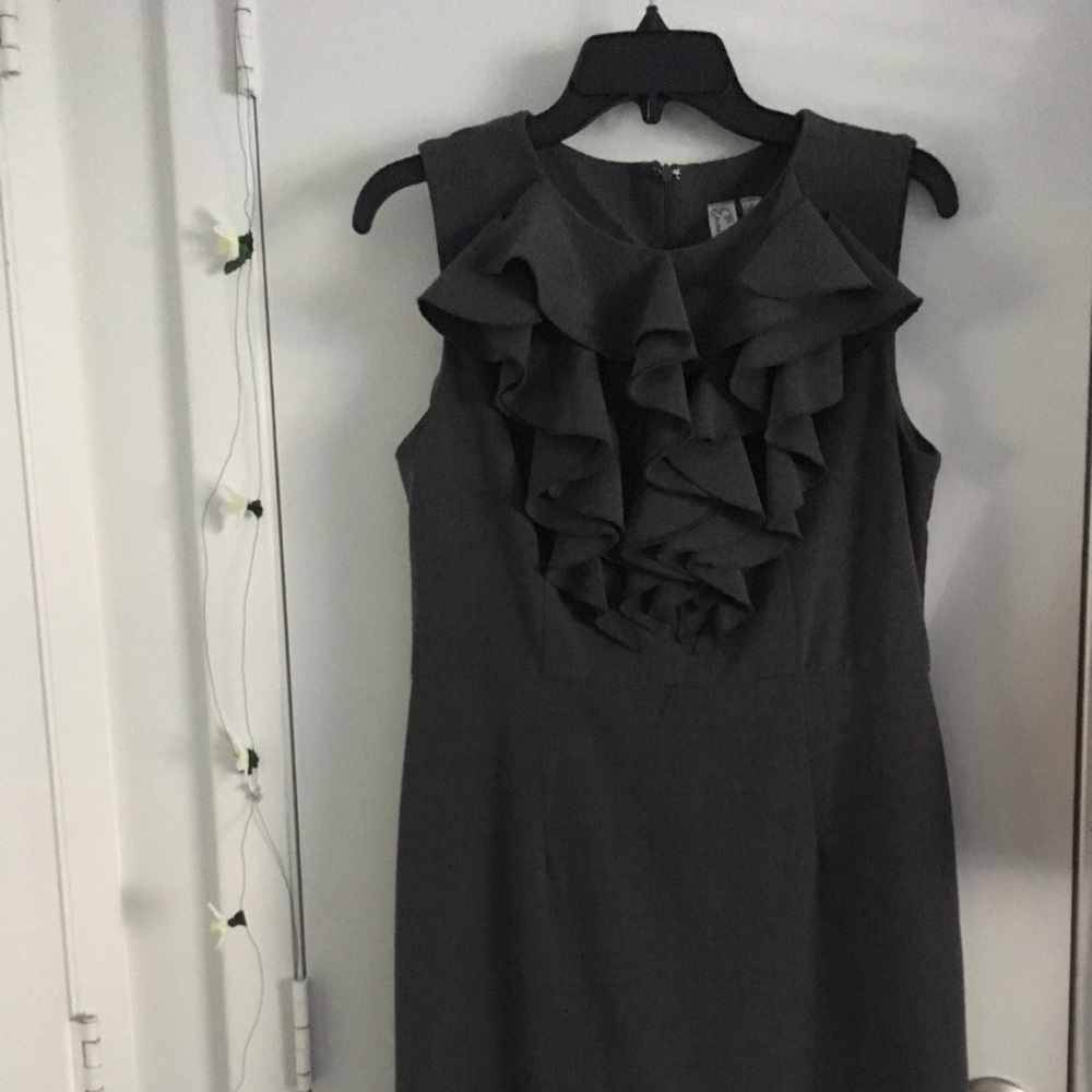 Grey dress with ruffle detail